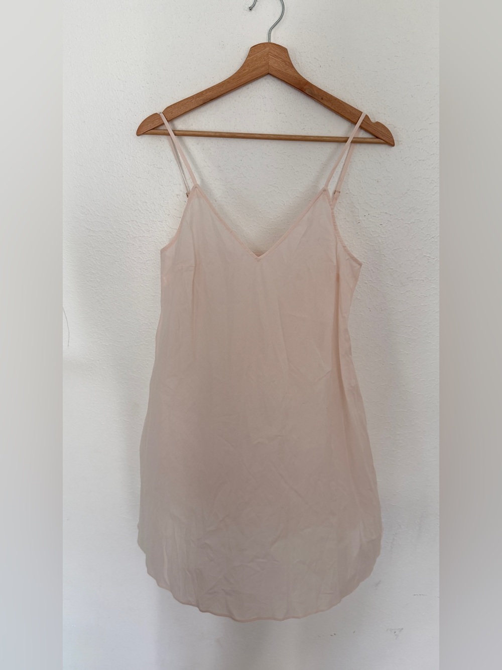 Zimmermann Soft Cream/Blush Slip Dress with Spaghetti Straps